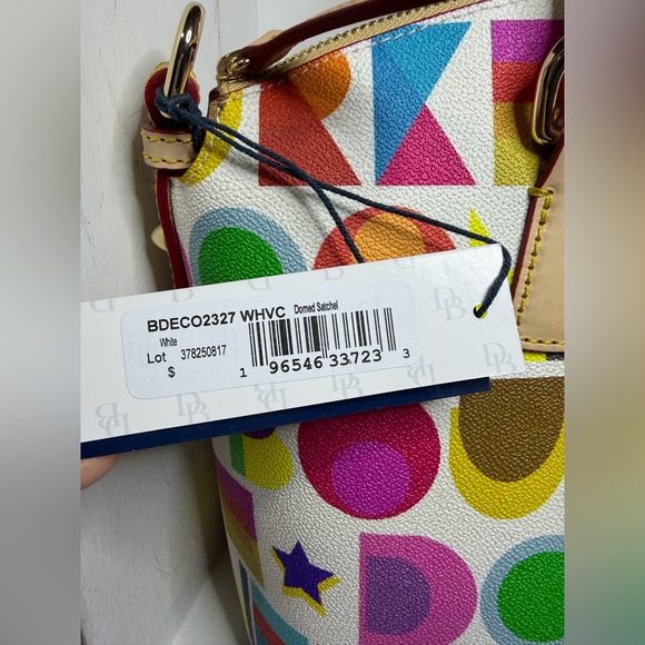 NWT Dooney & Bourke Art Deco Domed Satchel - White Multi - Picture 3 of 7